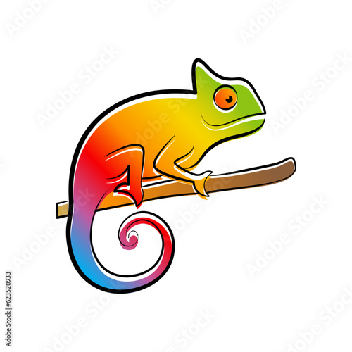 Chameleon line art logo design. Simple modern minimalist animal logo illustration vector.