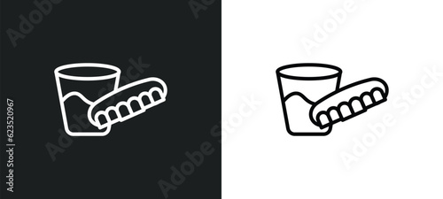 denture icon isolated in white and black colors. denture outline vector icon from dentist collection for web, mobile apps and ui.