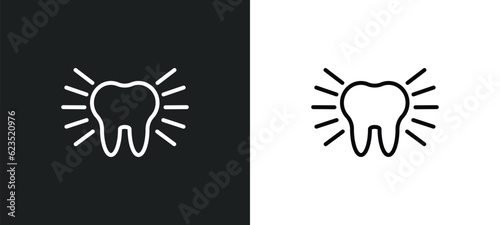 clean tooth icon isolated in white and black colors. clean tooth outline vector icon from dentist collection for web, mobile apps and ui.