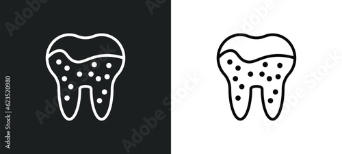 plaque icon isolated in white and black colors. plaque outline vector icon from dentist collection for web, mobile apps and ui.