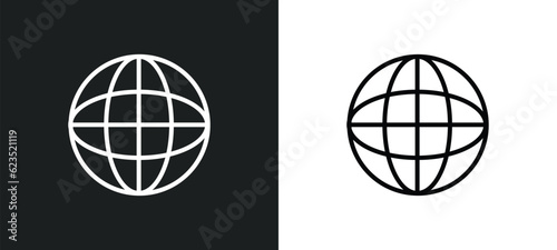 earth grid icon isolated in white and black colors. earth grid outline vector icon from delivery and logistic collection for web, mobile apps and ui.