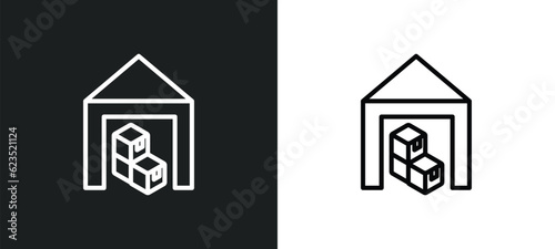 warehouse icon isolated in white and black colors. warehouse outline vector icon from delivery and logistic collection for web, mobile apps and ui.