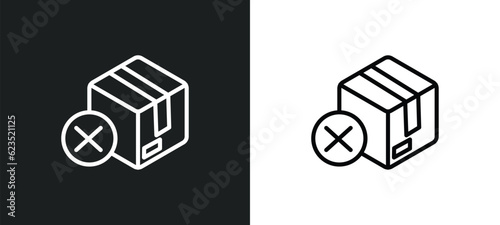 delivery cancelled icon isolated in white and black colors. delivery cancelled outline vector icon from delivery and logistic collection for web, mobile apps and ui.