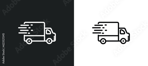 fast delivery icon isolated in white and black colors. fast delivery outline vector icon from delivery and logistic collection for web, mobile apps and ui.