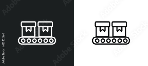 conveyor icon isolated in white and black colors. conveyor outline vector icon from delivery and logistic collection for web, mobile apps and ui.