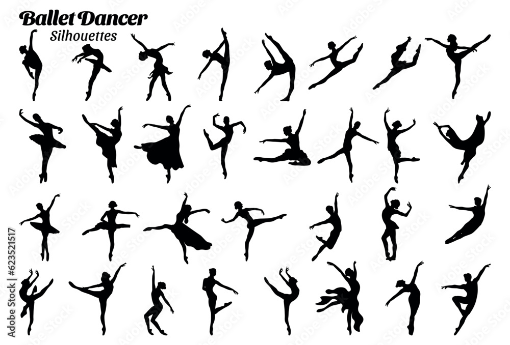 Ballet Dancer silhouette vector illustration set Ballet Dancer silhouette vector illustration set