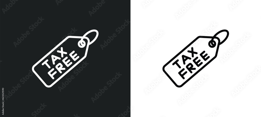 tax free icon isolated in white and black colors. tax free outline vector icon from delivery and logistic collection for web, mobile apps and ui. tax free icon isolated in white and black colors. tax free outline vector icon from delivery and logistic collection for web, mobile apps and ui.