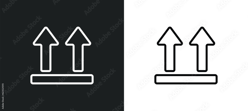 side up icon isolated in white and black colors. side up outline vector icon from delivery and logistic collection for web, mobile apps and ui. side up icon isolated in white and black colors. side up outline vector icon from delivery and logistic collection for web, mobile apps and ui.