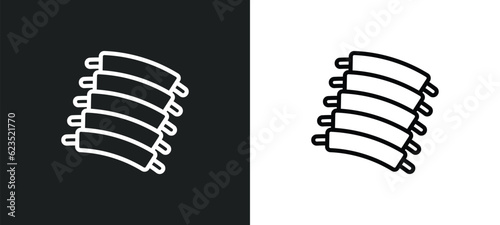 pork ribs icon isolated in white and black colors. pork ribs outline vector icon from culture collection for web, mobile apps and ui.