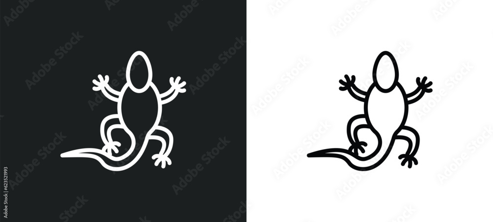 gecko top view shape icon isolated in white and black colors. gecko top view shape outline vector icon from culture collection for web, mobile apps and ui.