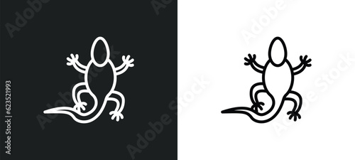 gecko top view shape icon isolated in white and black colors. gecko top view shape outline vector icon from culture collection for web  mobile apps and ui.