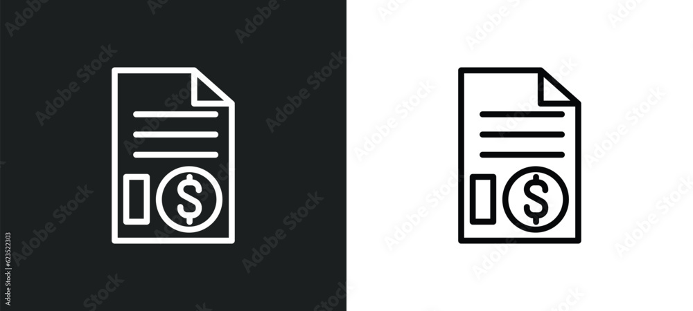 invoice icon isolated in white and black colors. invoice outline vector icon from cryptocurrency collection for web, mobile apps and ui. invoice icon isolated in white and black colors. invoice outline vector icon from cryptocurrency collection for web, mobile apps and ui.