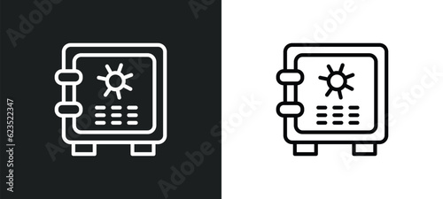 strongbox icon isolated in white and black colors. strongbox outline vector icon from cryptocurrency collection for web, mobile apps and ui.