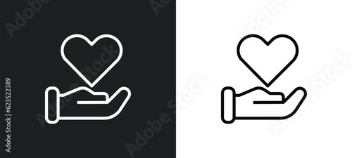 donation icon isolated in white and black colors. donation outline vector icon from cryptocurrency collection for web, mobile apps and ui.