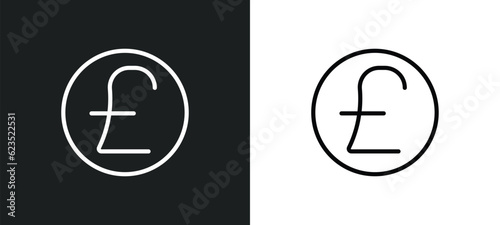 pound sterling icon isolated in white and black colors. pound sterling outline vector icon from cryptocurrency collection for web, mobile apps and ui.