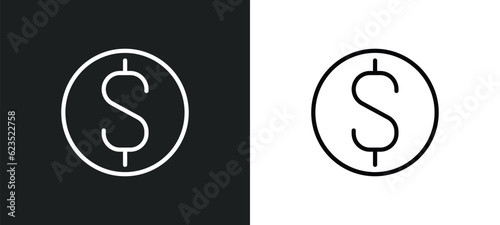 dollar icon isolated in white and black colors. dollar outline vector icon from cryptocurrency collection for web, mobile apps and ui.