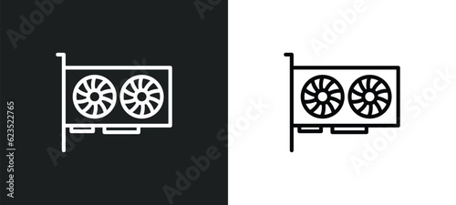 video card icon isolated in white and black colors. video card outline vector icon from cryptocurrency collection for web, mobile apps and ui.