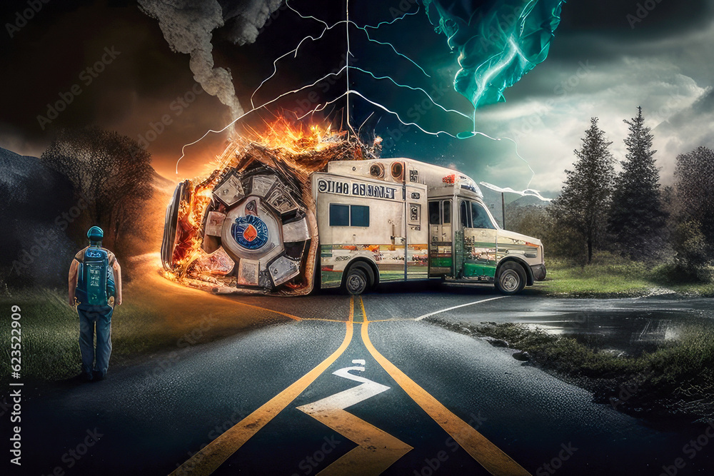 Major road disruption, critical emergency situation - Generative AI
