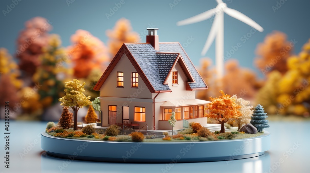 3d rendering illustration of home with concept business finance