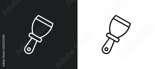putty knife icon isolated in white and black colors. putty knife outline vector icon from construction tools collection for web, mobile apps and ui.
