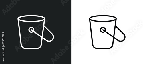 bucket icon isolated in white and black colors. bucket outline vector icon from construction tools collection for web, mobile apps and ui.