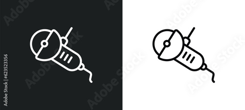 angle grinder icon isolated in white and black colors. angle grinder outline vector icon from construction collection for web, mobile apps and ui.
