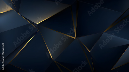 Abstract polygonal pattern luxury dark blue with gold