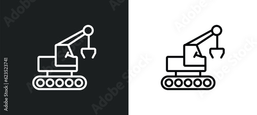 derrick with tong icon isolated in white and black colors. derrick with tong outline vector icon from construction collection for web, mobile apps and ui.
