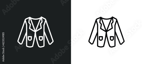 blazer icon isolated in white and black colors. blazer outline vector icon from clothes collection for web, mobile apps and ui.