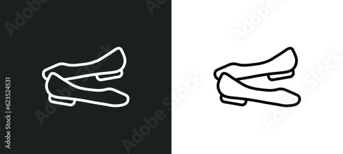 ballets flats icon isolated in white and black colors. ballets flats outline vector icon from clothes collection for web, mobile apps and ui.