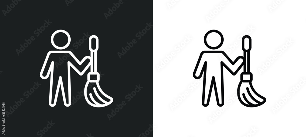 Obraz premium cleaner icon isolated in white and black colors. cleaner outline vector icon from cleaning collection for web, mobile apps and ui.