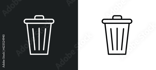 bin icon isolated in white and black colors. bin outline vector icon from cleaning collection for web, mobile apps and ui.