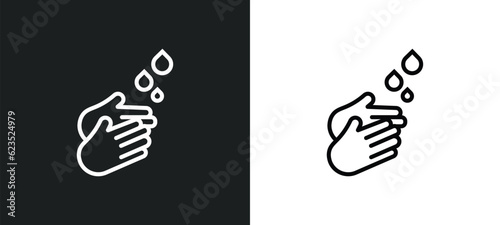 washing hand icon isolated in white and black colors. washing hand outline vector icon from cleaning collection for web, mobile apps and ui.