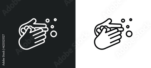 hand washing icon isolated in white and black colors. hand washing outline vector icon from cleaning collection for web, mobile apps and ui.