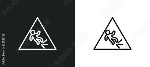 wet floor icon isolated in white and black colors. wet floor outline vector icon from cleaning collection for web, mobile apps and ui.