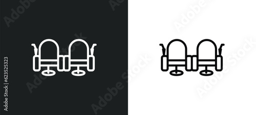 cinema seats icon isolated in white and black colors. cinema seats outline vector icon from cinema collection for web, mobile apps and ui.
