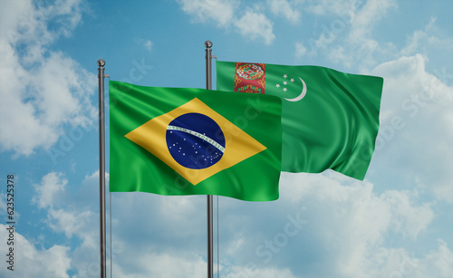 Turkmenistan and Brazil flag