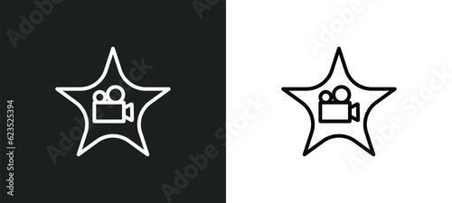 cinema celebrity icon isolated in white and black colors. cinema celebrity outline vector icon from cinema collection for web, mobile apps and ui.