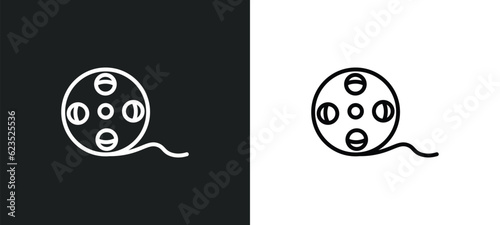 movie roll icon isolated in white and black colors. movie roll outline vector icon from cinema collection for web, mobile apps and ui.