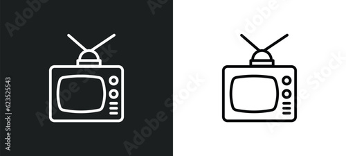 television with antenna icon isolated in white and black colors. television with antenna outline vector icon from cinema collection for web, mobile apps and ui.