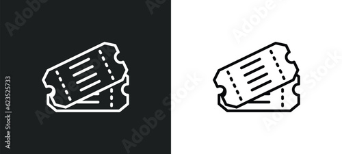 two movie tickets icon isolated in white and black colors. two movie tickets outline vector icon from cinema collection for web, mobile apps and ui.