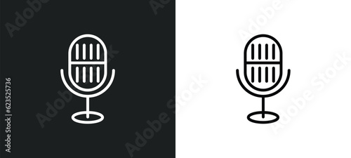 movie microphone icon isolated in white and black colors. movie microphone outline vector icon from cinema collection for web, mobile apps and ui.