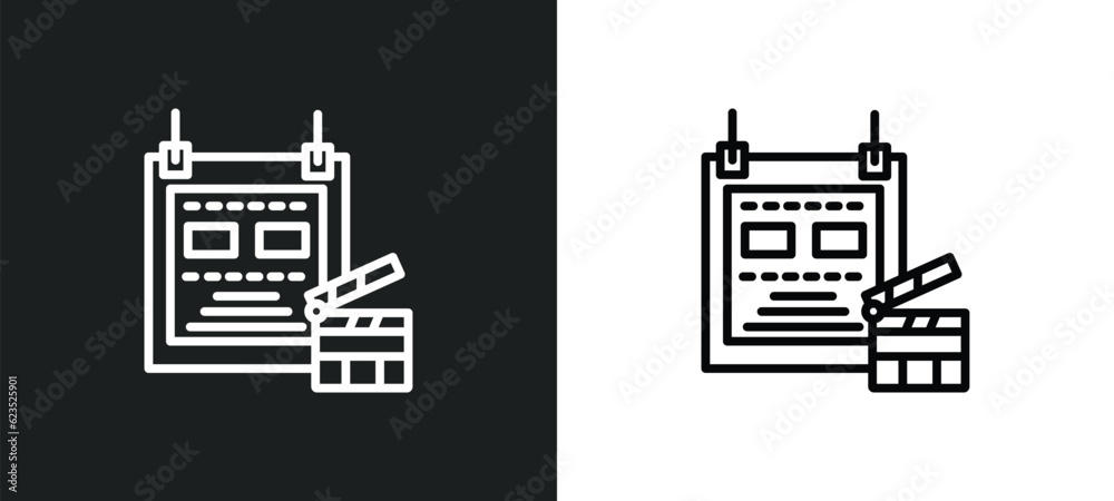 film poster icon isolated in white and black colors. film poster outline vector icon from cinema collection for web, mobile apps and ui.