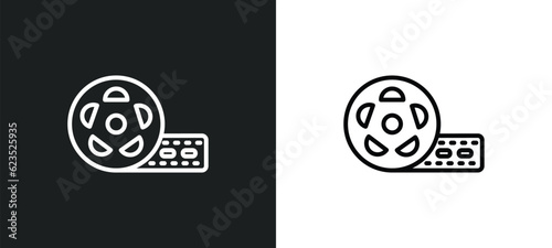 big film roll icon isolated in white and black colors. big film roll outline vector icon from cinema collection for web, mobile apps and ui.
