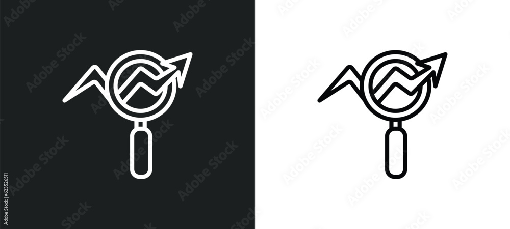 database analysing icon isolated in white and black colors. database analysing outline vector icon from business and analytics collection for web, mobile apps and ui.
