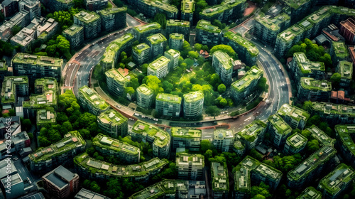 EcoMetropolis: Aerial View of a Sustainable Green City - generative ai