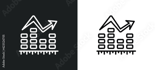ascendant graph icon isolated in white and black colors. ascendant graph outline vector icon from business collection for web, mobile apps and ui.
