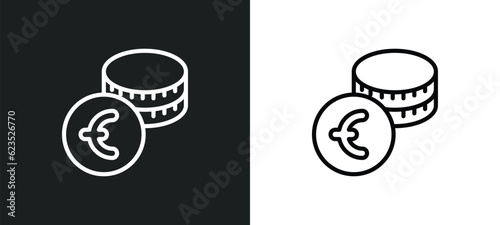 euro coins stack icon isolated in white and black colors. euro coins stack outline vector icon from business collection for web, mobile apps and ui.