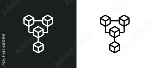 connection box chart icon isolated in white and black colors. connection box chart outline vector icon from business collection for web, mobile apps and ui.