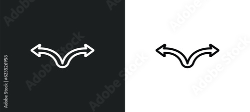 two way arrows icon isolated in white and black colors. two way arrows outline vector icon from business collection for web, mobile apps and ui.